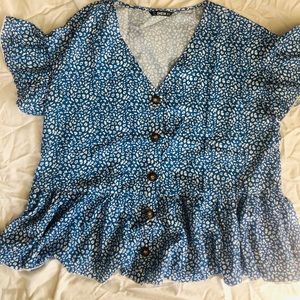 Shein Blue Cheetah Blouse